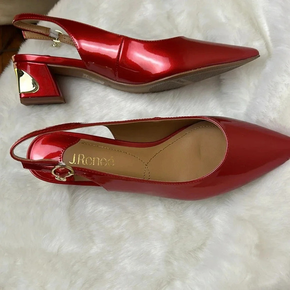 Prom,glam,shiny,2” heels,J.Renee shoe,women NEW! Shayenne,red pearl patent, - Picture 4 of 14